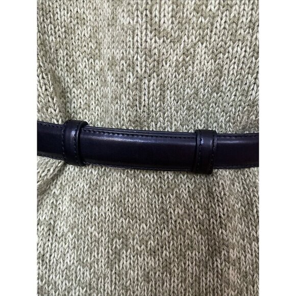 Chico's Size SM Black Slider Adjustable Leather Belt with Oval Silvertone Buckle - Picture 5 of 16